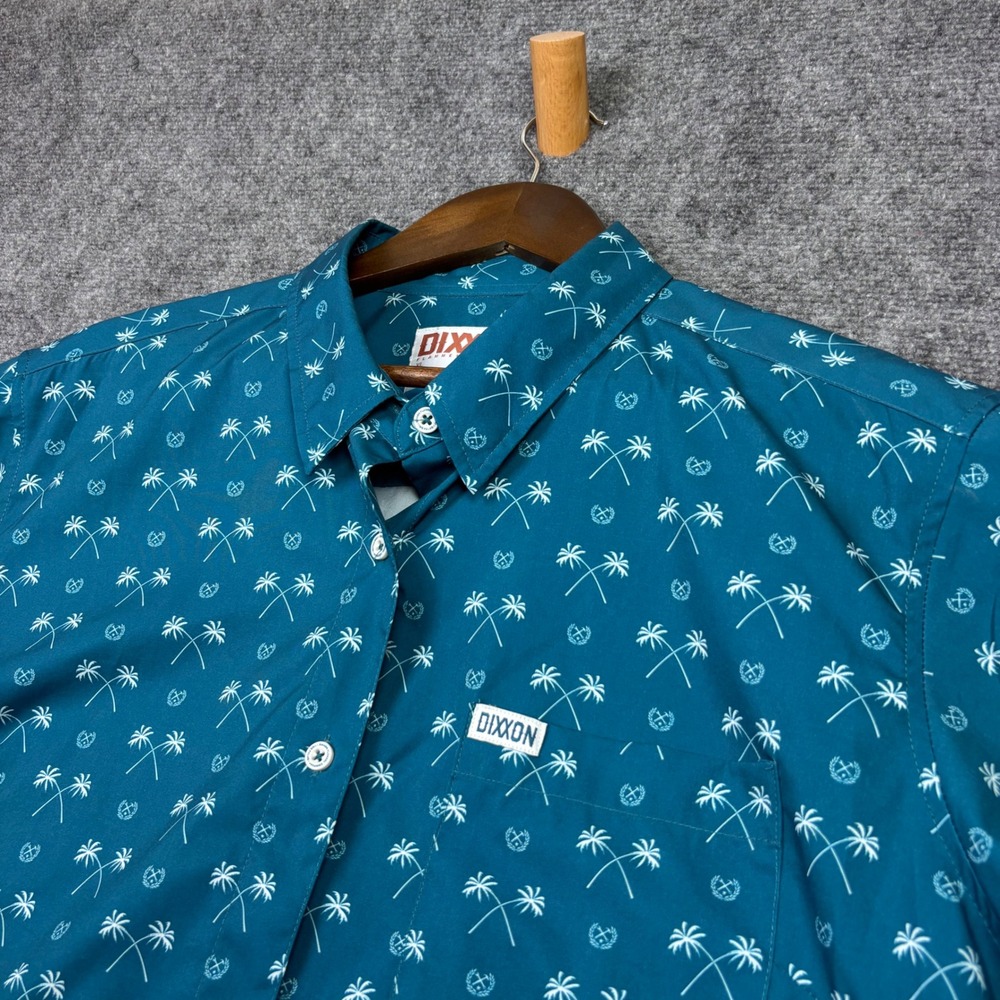 Dixxon Flannel Co Two Palms Shirt Womens XL Teal Short Sleeve Button Down 0603